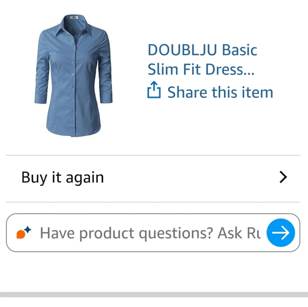 Women's Doublju Brand Slim Fit Dress Shirt Half Sleeve Stretch Size L Blue NWT! - Picture 12 of 12